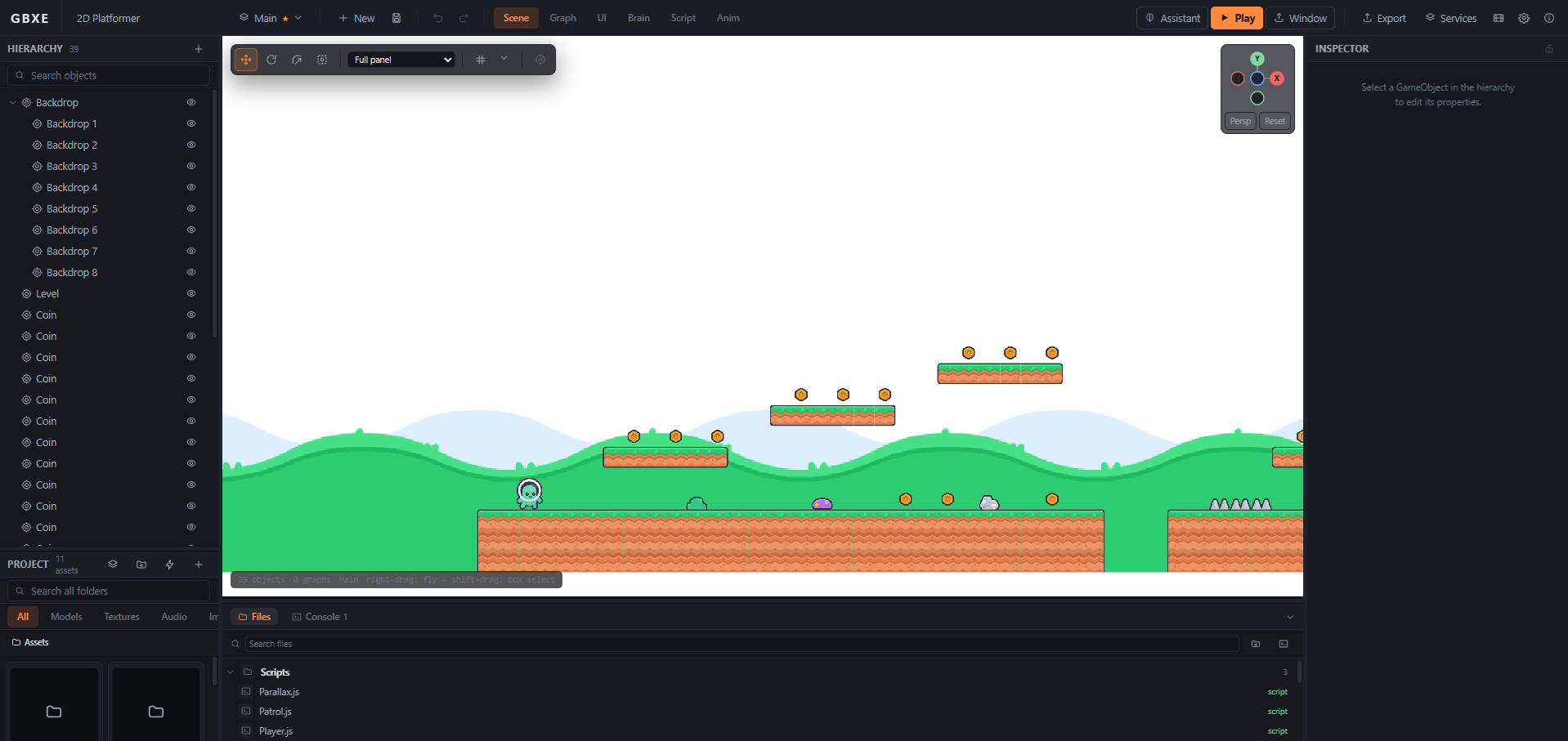 A 2D platformer with tilemaps
