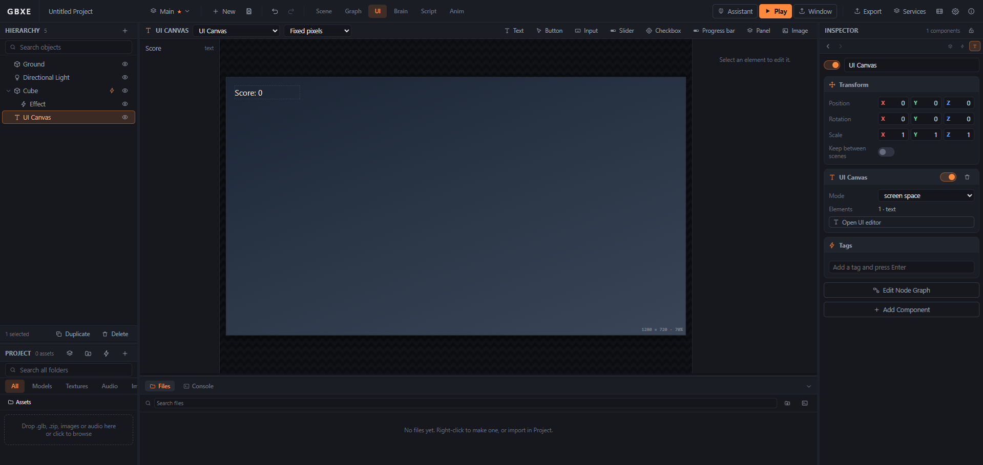 The UI canvas editor